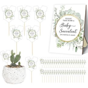 Greenery Baby Shower Wooden Table Sign 50 Watch Me Grow Sign Baby Succulent Sign Baby Shower Decorations for Succulents Potted Plants Baby Shower Party Favors