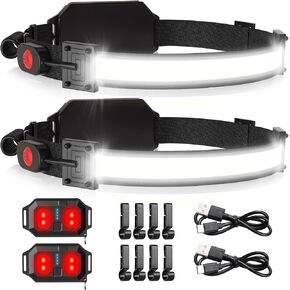 LED Headlamp, 1000lumens 230° Widebeam Headlight, USB Rechargeable HeadLamp with Red Taillight, Lightweight Waterproof Headband Light for Camping Running Hiking, Hard Hat Headlamp in Kuwait