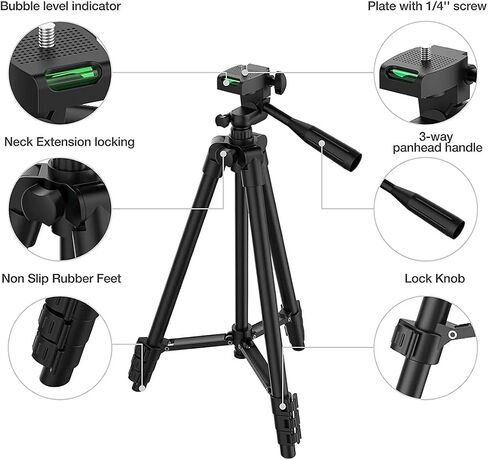 40'' Camera Tripod, Extendable Travel Cell Phone Tripod with Bag, Phone Tripod Stand with Remote Compatible with Phone/DSLR/Gopro/Cameras in Saudi Arabia