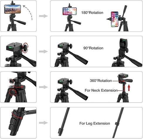 40'' Camera Tripod, Extendable Travel Cell Phone Tripod with Bag, Phone Tripod Stand with Remote Compatible with Phone/DSLR/Gopro/Cameras in Saudi Arabia