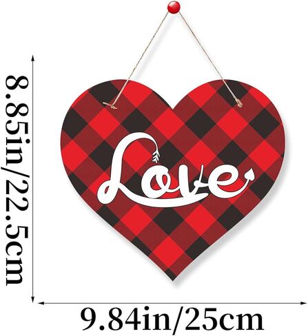 Valentines Day Door Sign, 2 PCS Paper Farmhouse Valentine Hearts Door Hanger Decorations for Front Door Gnome Wall Décor in Kuwait