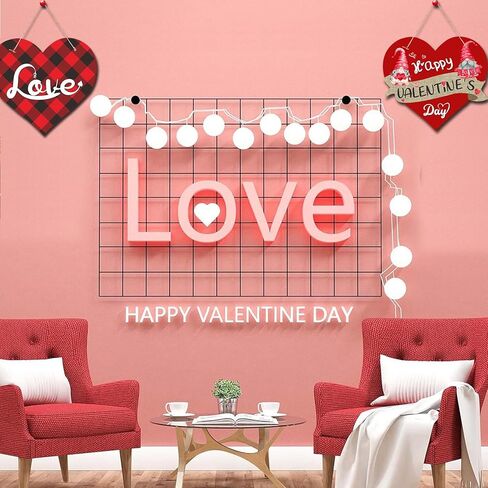 Valentines Day Door Sign, 2 PCS Paper Farmhouse Valentine Hearts Door Hanger Decorations for Front Door Gnome Wall Décor in Kuwait