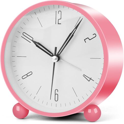 yuanraner منبهات تناظرية لغرف النوم، 4 بوصة صامتة غير موقوتة تعمل بالبطارية مع ضوء ليلي، ساعة صغيرة بتصميم بسيط ريترو للطاولة، السرير، المكتب، السفر (أخضر) in Kuwait