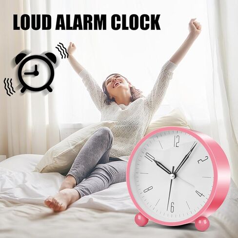 yuanraner منبهات تناظرية لغرف النوم، 4 بوصة صامتة غير موقوتة تعمل بالبطارية مع ضوء ليلي، ساعة صغيرة بتصميم بسيط ريترو للطاولة، السرير، المكتب، السفر (أخضر) in Kuwait