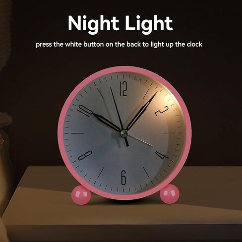 yuanraner منبهات تناظرية لغرف النوم، 4 بوصة صامتة غير موقوتة تعمل بالبطارية مع ضوء ليلي، ساعة صغيرة بتصميم بسيط ريترو للطاولة، السرير، المكتب، السفر (أخضر) in Kuwait