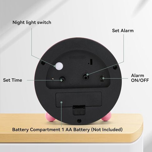 yuanraner منبهات تناظرية لغرف النوم، 4 بوصة صامتة غير موقوتة تعمل بالبطارية مع ضوء ليلي، ساعة صغيرة بتصميم بسيط ريترو للطاولة، السرير، المكتب، السفر (أخضر) in Kuwait