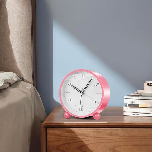 yuanraner منبهات تناظرية لغرف النوم، 4 بوصة صامتة غير موقوتة تعمل بالبطارية مع ضوء ليلي، ساعة صغيرة بتصميم بسيط ريترو للطاولة، السرير، المكتب، السفر (أخضر) in Kuwait