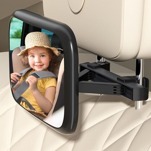 TeSabMi Baby Car Mirror, Upgrade Baby Mirror for Car, Safety Car Seat Mirror for Baby Rear Facing Infant with Wide Crystal Clear View Shatterproof Easy Install Crash Tested in Kuwait