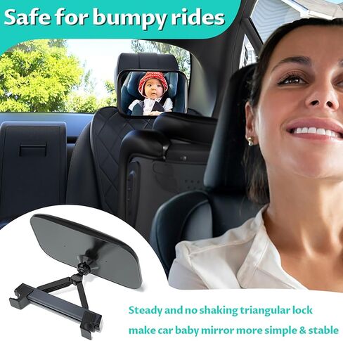 TeSabMi Baby Car Mirror, Upgrade Baby Mirror for Car, Safety Car Seat Mirror for Baby Rear Facing Infant with Wide Crystal Clear View Shatterproof Easy Install Crash Tested in Kuwait