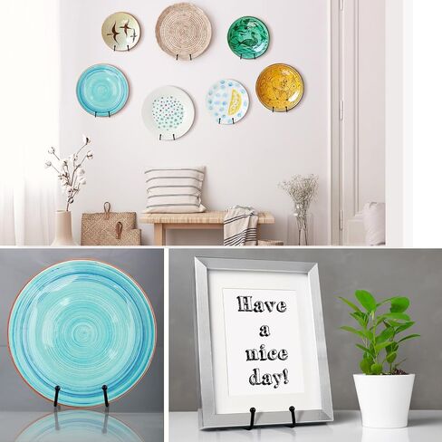 8 Pcs Metal Wall Mount Plate Display Stands Medium Black Easel Plate Hangers for Wall Vertical Plate Stand Holders Picture Frame Stand Wall Display Rack for Decorative Book Platter Arts (8 Inch) in Saudi Arabia