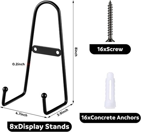8 Pcs Metal Wall Mount Plate Display Stands Medium Black Easel Plate Hangers for Wall Vertical Plate Stand Holders Picture Frame Stand Wall Display Rack for Decorative Book Platter Arts (8 Inch) in Saudi Arabia