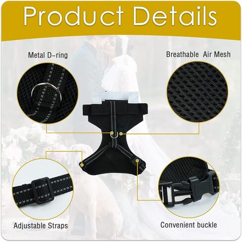 BRKURLEG Dog Vest Tuxedo Harness, Adjustable Dog Harness No Pull for Small Medium Dogs, Dog Wedding Attire Harness with Bow Tie, Comfort Padded Tuxedo Pet Walking Harness in Saudi Arabia