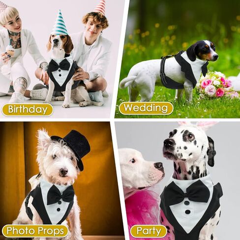 BRKURLEG Dog Vest Tuxedo Harness, Adjustable Dog Harness No Pull for Small Medium Dogs, Dog Wedding Attire Harness with Bow Tie, Comfort Padded Tuxedo Pet Walking Harness in Saudi Arabia