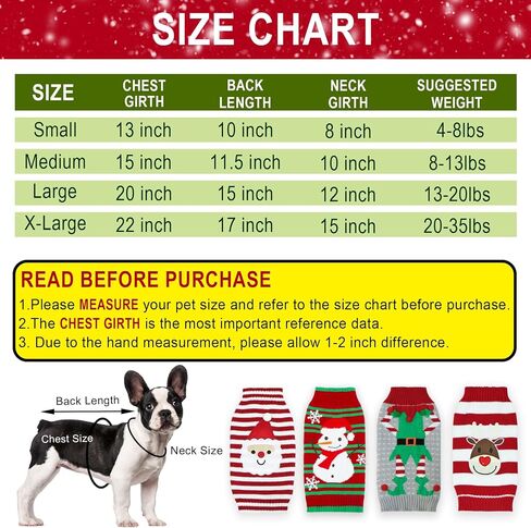 4 قطع من سترة عيد الميلاد للكلاب، GOYOSWA Dog Christmas Outfit Dog Holiday سترة سانتا ثلج الرنة قزم محبوك البلوزات للكلاب الصغيرة والمتوسطة والكبيرة والحيوانات الأليفة (متوسطة) in Saudi Arabia