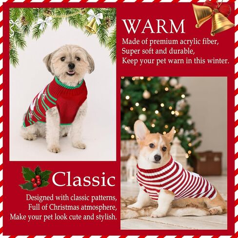 4 قطع من سترة عيد الميلاد للكلاب، GOYOSWA Dog Christmas Outfit Dog Holiday سترة سانتا ثلج الرنة قزم محبوك البلوزات للكلاب الصغيرة والمتوسطة والكبيرة والحيوانات الأليفة (متوسطة) in Saudi Arabia