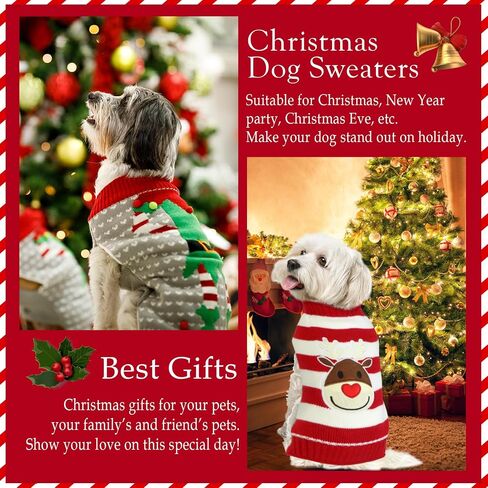 4 قطع من سترة عيد الميلاد للكلاب، GOYOSWA Dog Christmas Outfit Dog Holiday سترة سانتا ثلج الرنة قزم محبوك البلوزات للكلاب الصغيرة والمتوسطة والكبيرة والحيوانات الأليفة (متوسطة) in Saudi Arabia