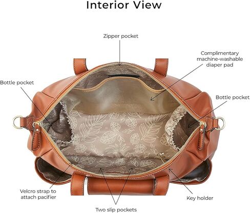 حقيبة حفاضات من الجلد النباتي من TWELVElittle Peek A Boo - حقيبة أطفال مع حقيبة مناديل ومشابك لعربة الأطفال وبساط تغيير الحفاضات in Kuwait