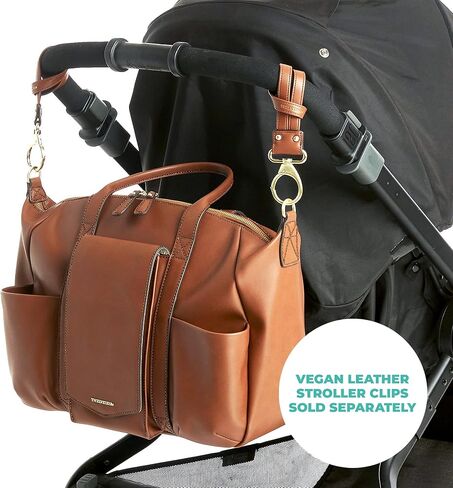 حقيبة حفاضات من الجلد النباتي من TWELVElittle Peek A Boo - حقيبة أطفال مع حقيبة مناديل ومشابك لعربة الأطفال وبساط تغيير الحفاضات in Kuwait