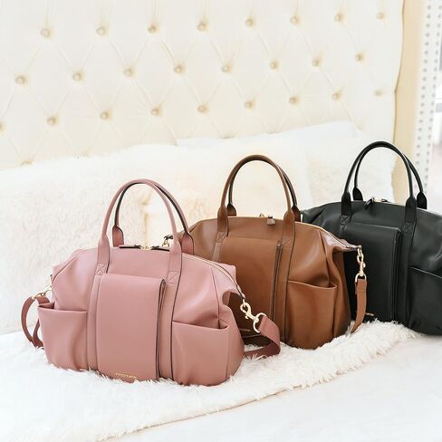 حقيبة حفاضات من الجلد النباتي من TWELVElittle Peek A Boo - حقيبة أطفال مع حقيبة مناديل ومشابك لعربة الأطفال وبساط تغيير الحفاضات in Kuwait