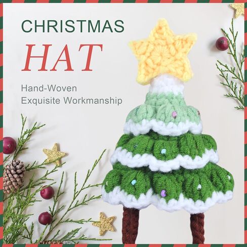 بدلة عيد الميلاد للقطط من MAYSONG - طوق للكلاب والقطط مصنوع يدويًا وقبعة شجرة عيد الميلاد، ملحقات أزياء الحيوانات الأليفة قابلة للتعديل للقطط الصغيرة والكلب المتوسط، أحمر in Kuwait