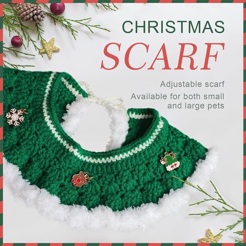 بدلة عيد الميلاد للقطط من MAYSONG - طوق للكلاب والقطط مصنوع يدويًا وقبعة شجرة عيد الميلاد، ملحقات أزياء الحيوانات الأليفة قابلة للتعديل للقطط الصغيرة والكلب المتوسط، أحمر in Kuwait