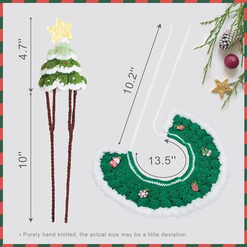 بدلة عيد الميلاد للقطط من MAYSONG - طوق للكلاب والقطط مصنوع يدويًا وقبعة شجرة عيد الميلاد، ملحقات أزياء الحيوانات الأليفة قابلة للتعديل للقطط الصغيرة والكلب المتوسط، أحمر in Kuwait