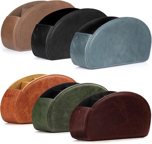 حامل جهاز التحكم عن بعد لوندو مع 5 جيوب - تخزين أقراص DVD أو Blu-Ray أو التلفزيون أو Roku أو أجهزة التحكم عن بعد لتلفزيون Apple - جلد حقيقي مع بطانة من الجلد السويدي - مساحة تخزين نحيفة ومدمجة للمعيشة أو غرفة النوم in Kuwait