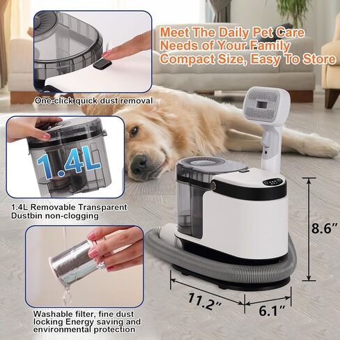 Dsseaf Dog Grooming Kit, Pet Grooming Vacuum Cleaner, Professional Pet Grooming Clippers, for Cleaning Pet Hair, Household Cleaning in Kuwait