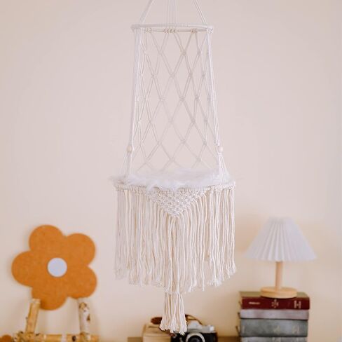 أرجوحة قطط من Azurele Boho، حبل قطني منسوج يدويًا، وسادة قطيفة ناعمة، زينة معلقة، 33.4 بوصة × 11.8 بوصة × 11.8 بوصة in Kuwait