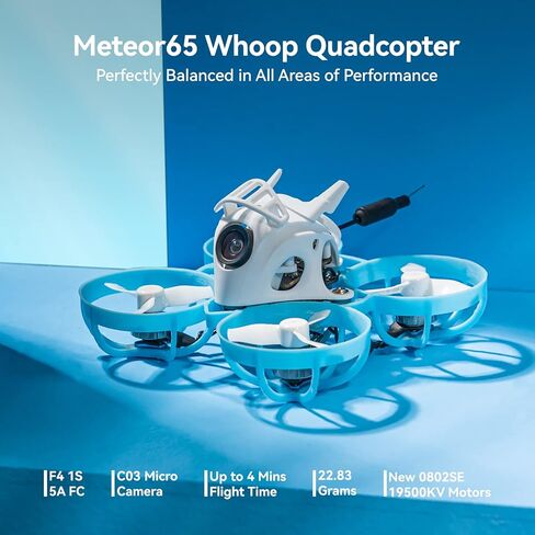 BETAFPV Meteor65 1S Micro FPV Whoop Drone Quadcopter لـ FPV Racing Freestyle Flight داخلي خارجي مع وحدة تحكم الطيران F4 1S 5A 0802SE 19500KV Motor C03 Camera - ELRS in Kuwait