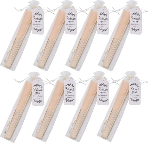 SL crafts 50 sets Imitated Silk Hand Fan with Tassel and Gift Bags and Thank you Gift tag Fabric Folding Hand Fans Bamboo Folded Handheld Fan Wedding Fan Bridal Dancing Props Party Favors (Royal Blue) in Kuwait