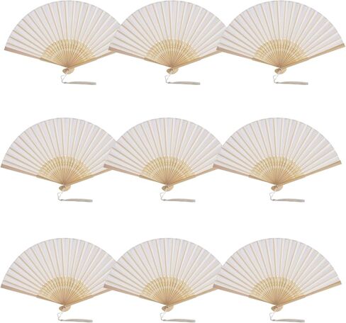 SL crafts 50 sets Imitated Silk Hand Fan with Tassel and Gift Bags and Thank you Gift tag Fabric Folding Hand Fans Bamboo Folded Handheld Fan Wedding Fan Bridal Dancing Props Party Favors (Royal Blue) in Kuwait