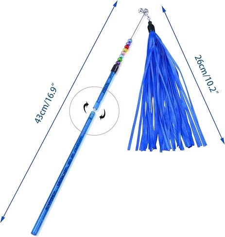 تشيوافا عصا لعبة للقطط بشراشيب مختلطة مقاس 17 انش مع خرز جرس تفاعلي، الوان متنوعة in Kuwait