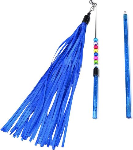 تشيوافا عصا لعبة للقطط بشراشيب مختلطة مقاس 17 انش مع خرز جرس تفاعلي، الوان متنوعة in Kuwait