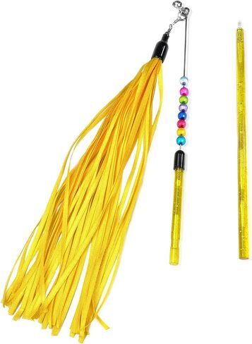 تشيوافا عصا لعبة للقطط بشراشيب مختلطة مقاس 17 انش مع خرز جرس تفاعلي، الوان متنوعة in Kuwait