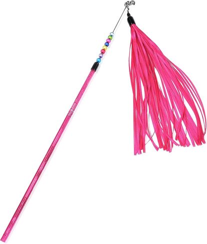 تشيوافا عصا لعبة للقطط بشراشيب مختلطة مقاس 17 انش مع خرز جرس تفاعلي، الوان متنوعة in Kuwait