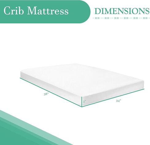 Spinal Sleep, 3-Inch Waterproof Mini Crib Mattress, Breathable & Removable Cover, CertiPUR-US Certified, 24 x 38 x 3, White in Saudi Arabia