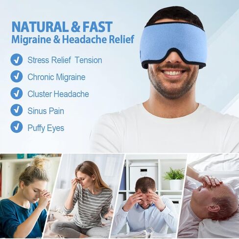 Comfpack Migraine Ice Head Wrap, Reusable Hot Cold Compress Head Ice Pack for Headaches, Migraine, Sinus & Stress Relief, Puffy Eyes, Tension, Chemo in Kuwait