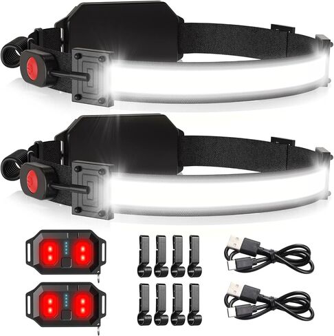 LED Headlamp, 1000lumens 230° Widebeam Headlight, USB Rechargeable HeadLamp with Red Taillight, Lightweight Waterproof Headband Light for Camping Running Hiking, Hard Hat Headlamp in Saudi Arabia