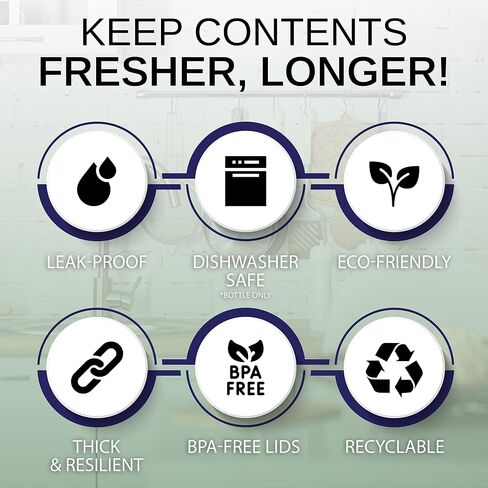 أباريق حليب زجاجية من جارتاستيكس سعة 16 أونصة مع أغطية (16 أونصة // 4 عبوات) - آمنة للاستخدام في غسالة الأطباق - زجاجات الحليب واللبن والعصير وصلصة الطماطم والمربى وصلصة الشواء in Kuwait