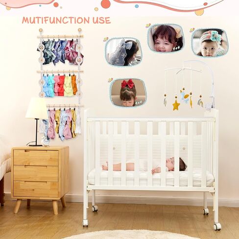 LONCHDAN حامل عصابة الرأس منظم أقواس الشعر للفتيات عصابات الرأس وإكسسوارات الشعر منظم تخزين مع 30 مشبكًا حامل القوس للفتيات أقواس الشعر للتعليق على جدار الحضانة وخزانة الفتيات (أبيض) in Kuwait