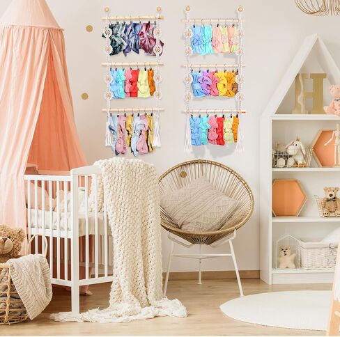 LONCHDAN حامل عصابة الرأس منظم أقواس الشعر للفتيات عصابات الرأس وإكسسوارات الشعر منظم تخزين مع 30 مشبكًا حامل القوس للفتيات أقواس الشعر للتعليق على جدار الحضانة وخزانة الفتيات (أبيض) in Kuwait