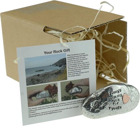 Pirantin You Have Been My Rock For 7 Years - Solid 7th Anniversary Metal Rock with Copper Heart Inset - Heavy Rock Gift in Kuwait