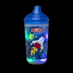 Nuby Insulated Light Up Cup with No Spill Bite Resistant Hard Spout, Pink Rainbow, 10 Oz in Saudi Arabia