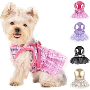 Dog Harness, Dog Gauzy Dress Vest Harness, Breathable Adjustable No Pull Dog Harnesses for Small Medium Dogs Outdoor Walking Pet Supplies (Pink No Leash, X-Small Chest 9.8-12.6in)