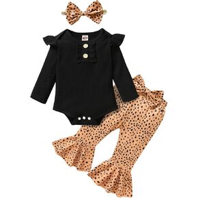 YOUNGER TREE Newborn Baby Girl Clothes Fall Outfits Infant Romper Plaid Flared Pants Baby Winter Clothing for Girls 0-24M