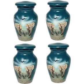 Keepsake Urn Set of 4 – Elephant Family Keepsake Cremation Urn for Human Ashes with Velvet Box & 4 Velvet Bag-Mini Keepsake Urn - Affordable Keepsake Urn (3 cu.in) in Kuwait