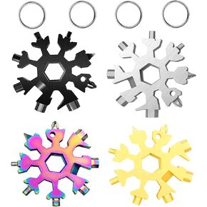 أداة متعددة 18 في 1 من ZPOKA Snowflake، فتاحة زجاجات ندفة الثلج من الفولاذ المقاوم للصدأ / طقم مفك فيليبس مسطح / مفتاح ربط، متين وقابل للحمل (4 عبوات) in Kuwait