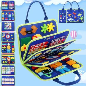 fyjous Busy Board لمدة سنة واحدة، ألعاب مونتيسوري المزدحمة للأطفال الصغار 1 2 3 4 سنوات من العمر ألعاب حسية كتاب هادئ للفتيات الصغيرات النشاط التعليمي طائرة سيارة السفر لعب عيد ميلاد