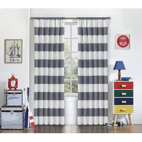 ECLIPSE Blackout Curtains for Bedroom - Peabody 42" x 63" Insulated Darkening Single Panel Rod Pocket Window Treatment Living Room, Blue in Saudi Arabia